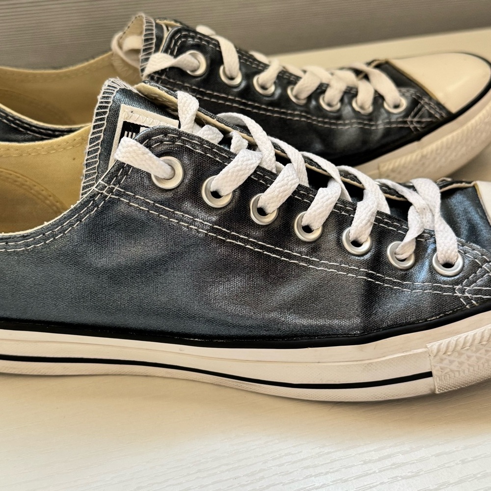 Converse Metallic Blue Low-Top All Star Sneakers - Picture 5 of 7